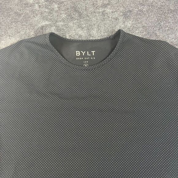 BYLT Drop Cut Shirt S/S Lux Polka Dot Black Sz XL Short Sleeve Performance Golf - Picture 2 of 10